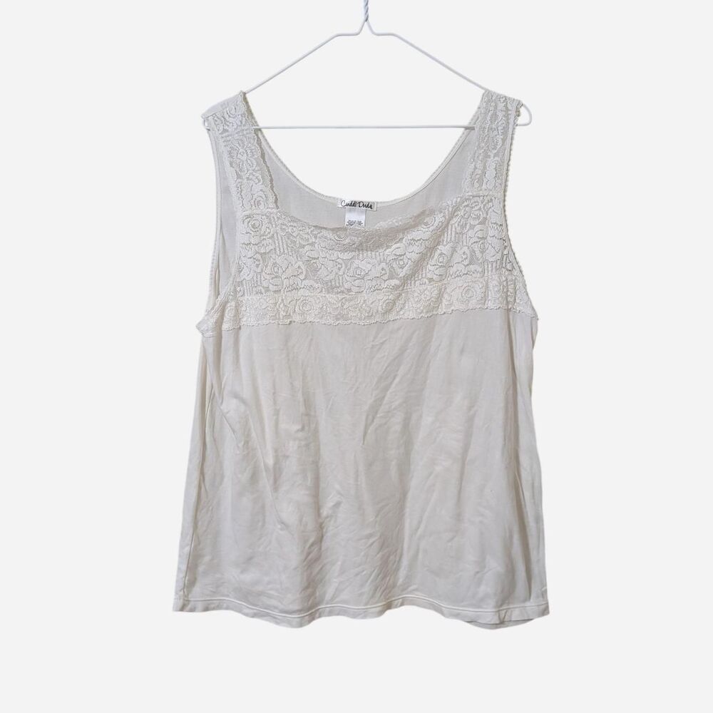 Cream Lace Tank Top Cami Camisole Off White Coquette Fairycore